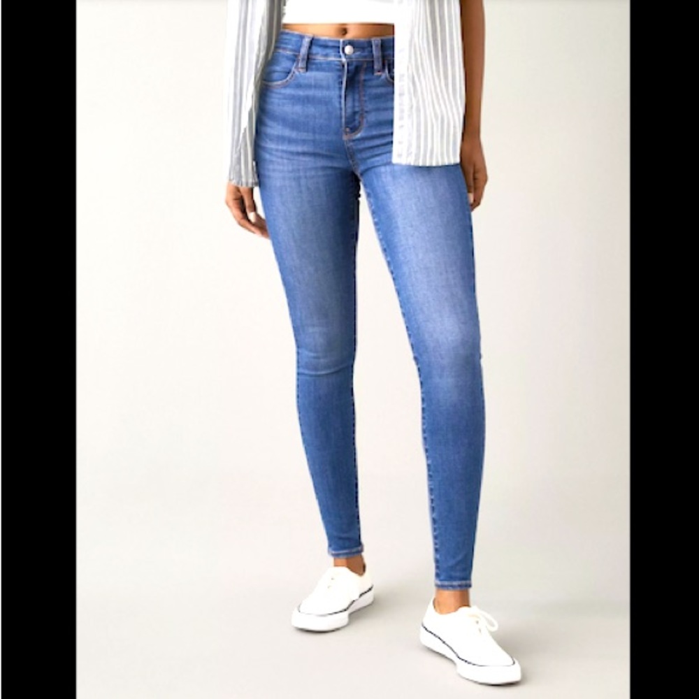 American Eagle Jeggings Brilliant Blue High Rise Next Level Stretch sz 16 long